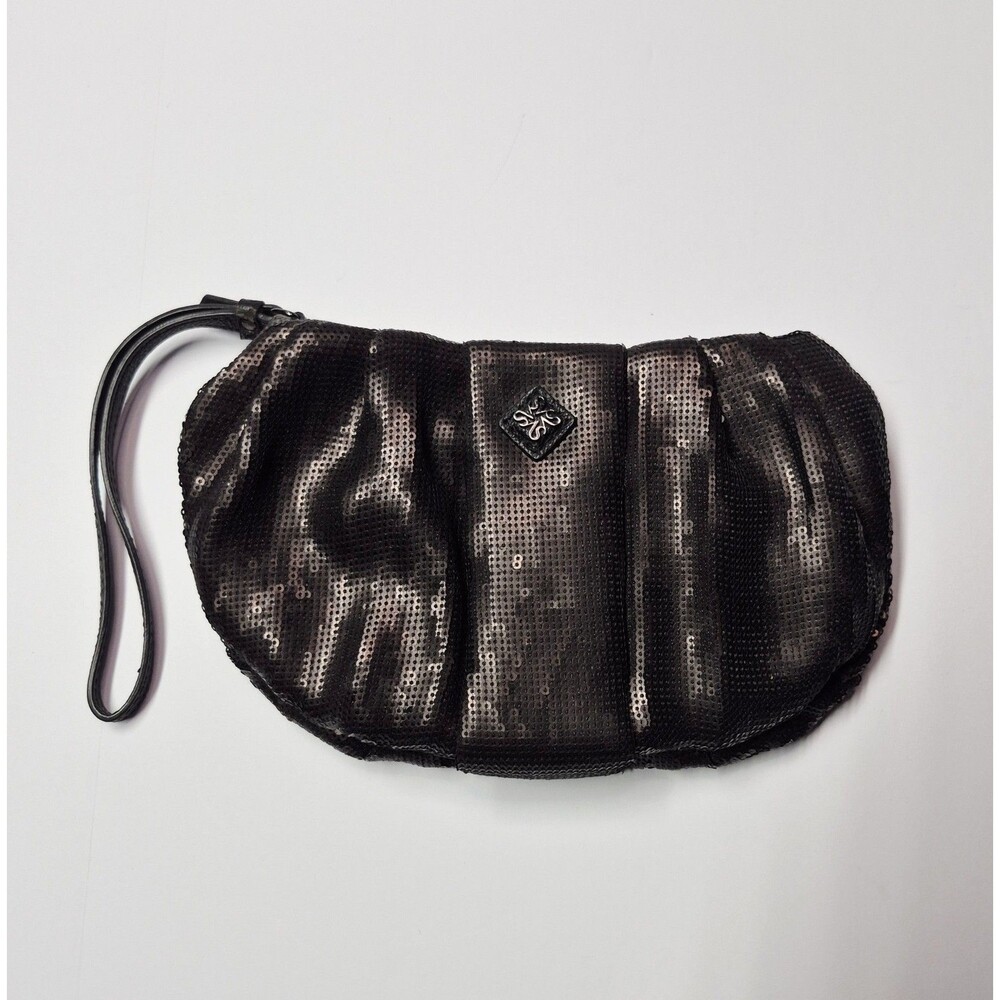 Simply Vera Vera Wang Black Sequin Clutch Wristlet Bag Evening NWOT 10x6
